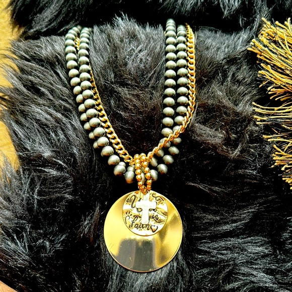 Two Tone Walk in Faith Necklace Set - Picture 1 of 6